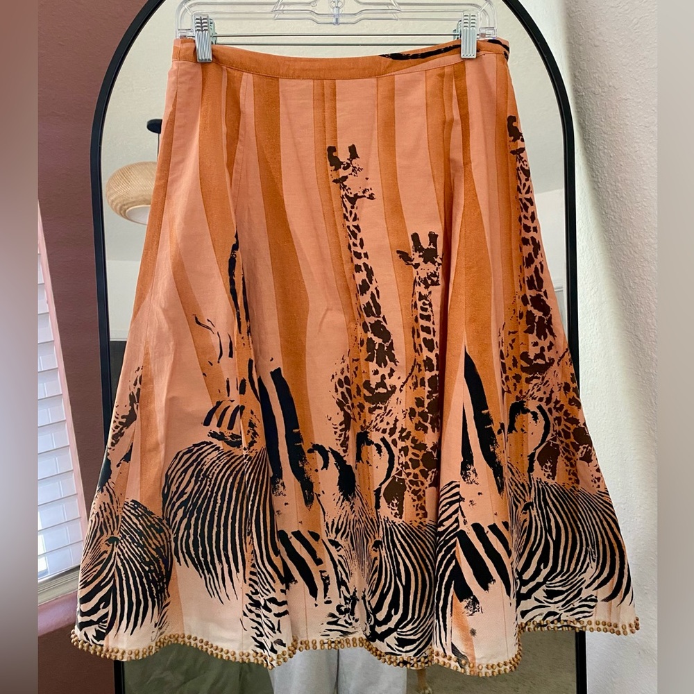 Vintage Animal Print Giraffe A-Line Skirt